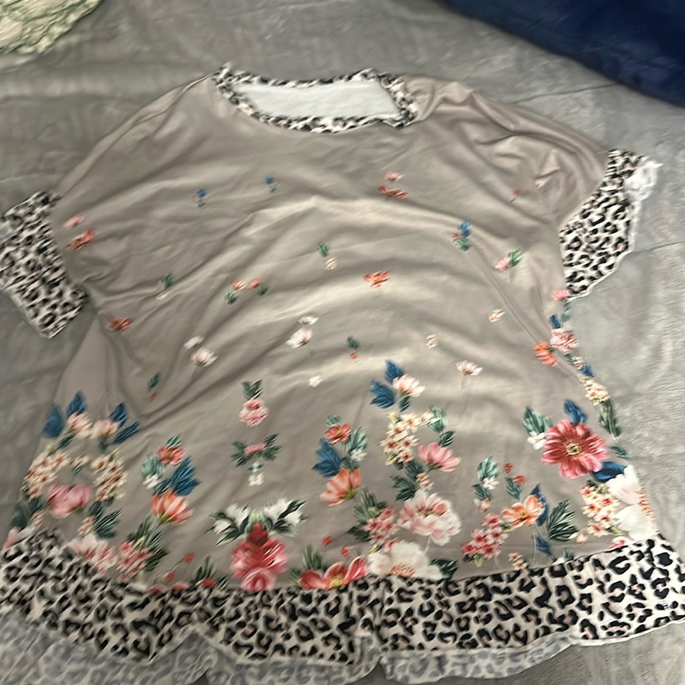 Floral and cheetah print shirt